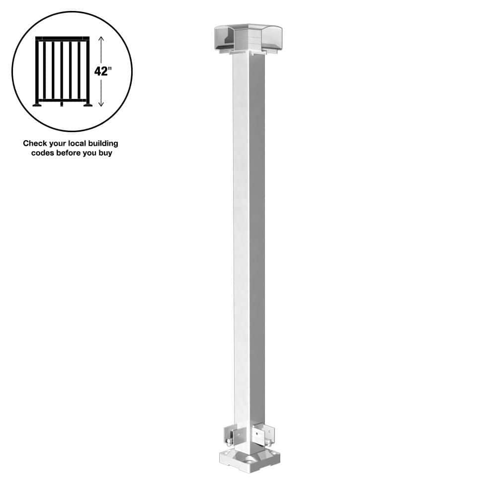PEAK Aluminum Railing 42 in. H x 4 in. W Aluminum Deck Railing Corner Post for 42 in. High System White