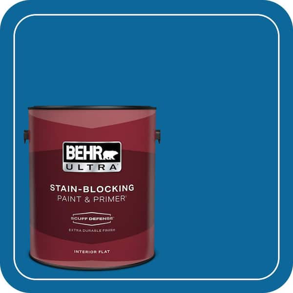 BEHR ULTRA 1 gal. #MQ4-58 Mondrian Blue Extra Durable Flat Interior Paint & Primer (2)
