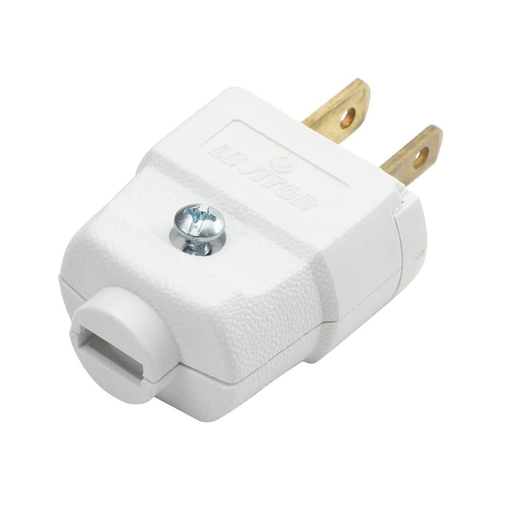 Leviton 15 Amp 125-Volt 2-Pole 2-Wire Polarized Plug, White 101-WH (2)
