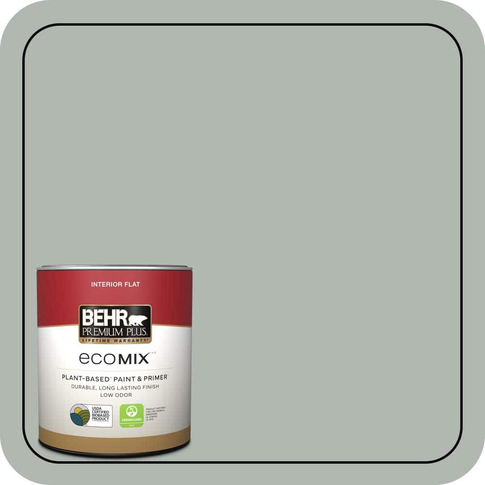 BEHR PREMIUM PLUS 1 qt. #PPU12-14 Verdigris Flat EcoMix Plant-Based Interior Paint & Primer (1)