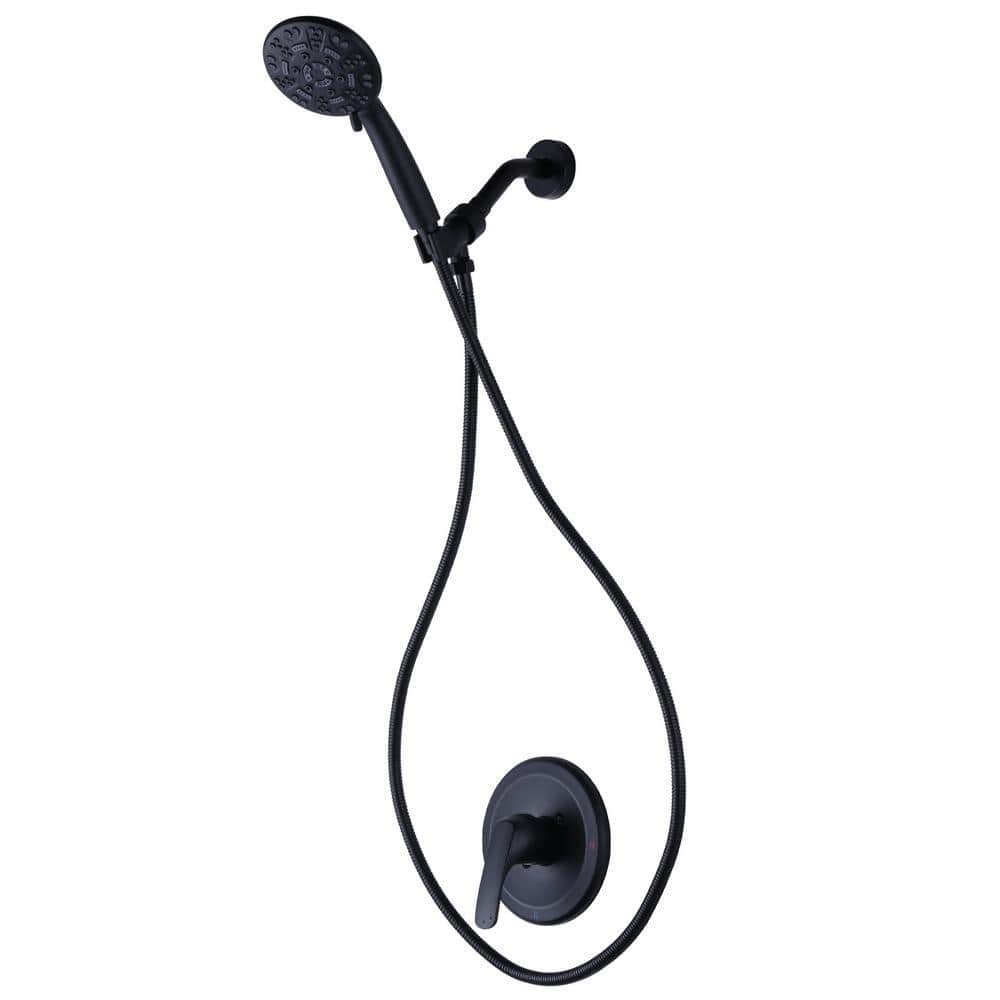 ALEASHA Single Handle 8-Spray Shower Faucet 1.8 GPM with Pressure Balance Valve in Matte Black (1)