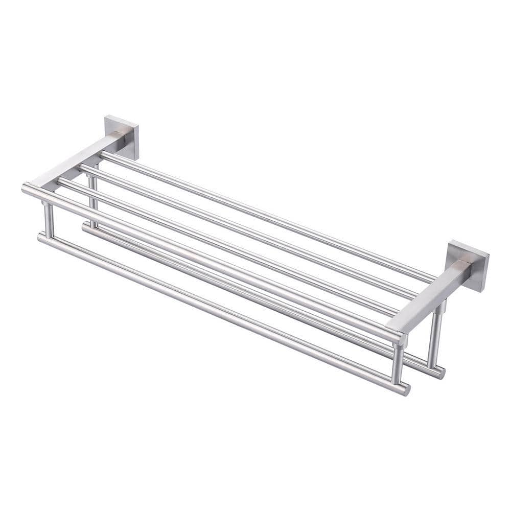 AVITAS 24 in. Bathroom Wall Mounted Double Tier Towel Rack with Double Towel Bar Stainless Steel in Brushed Nickel