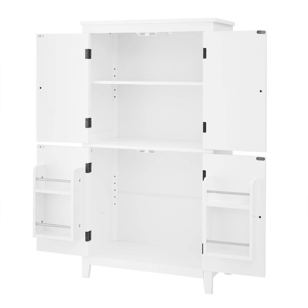 Unbranded Modern 23.6 in. W x 11.8 in. D x 43.3 in. H White Tall Bathroom Linen Cabinet with Four Doors, Open Shelves (3)