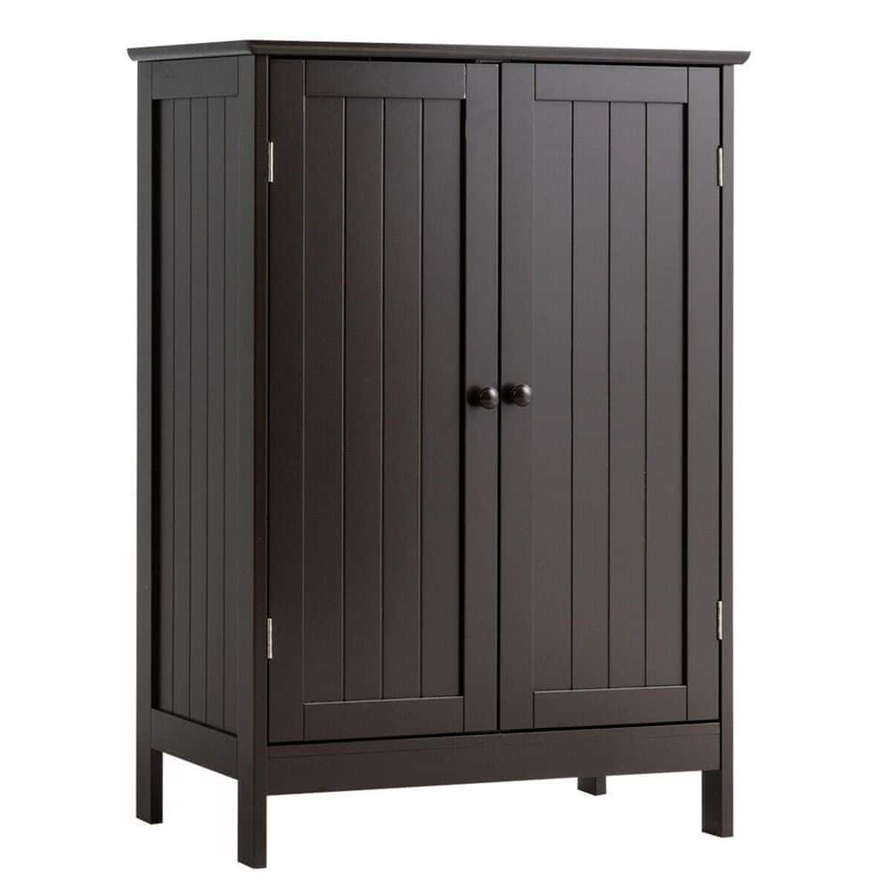 FORCLOVER 23.5 in. W x 14 in. D x 34.5 in. H Brown Linen Cabinet with Adjustable Shelf (1)