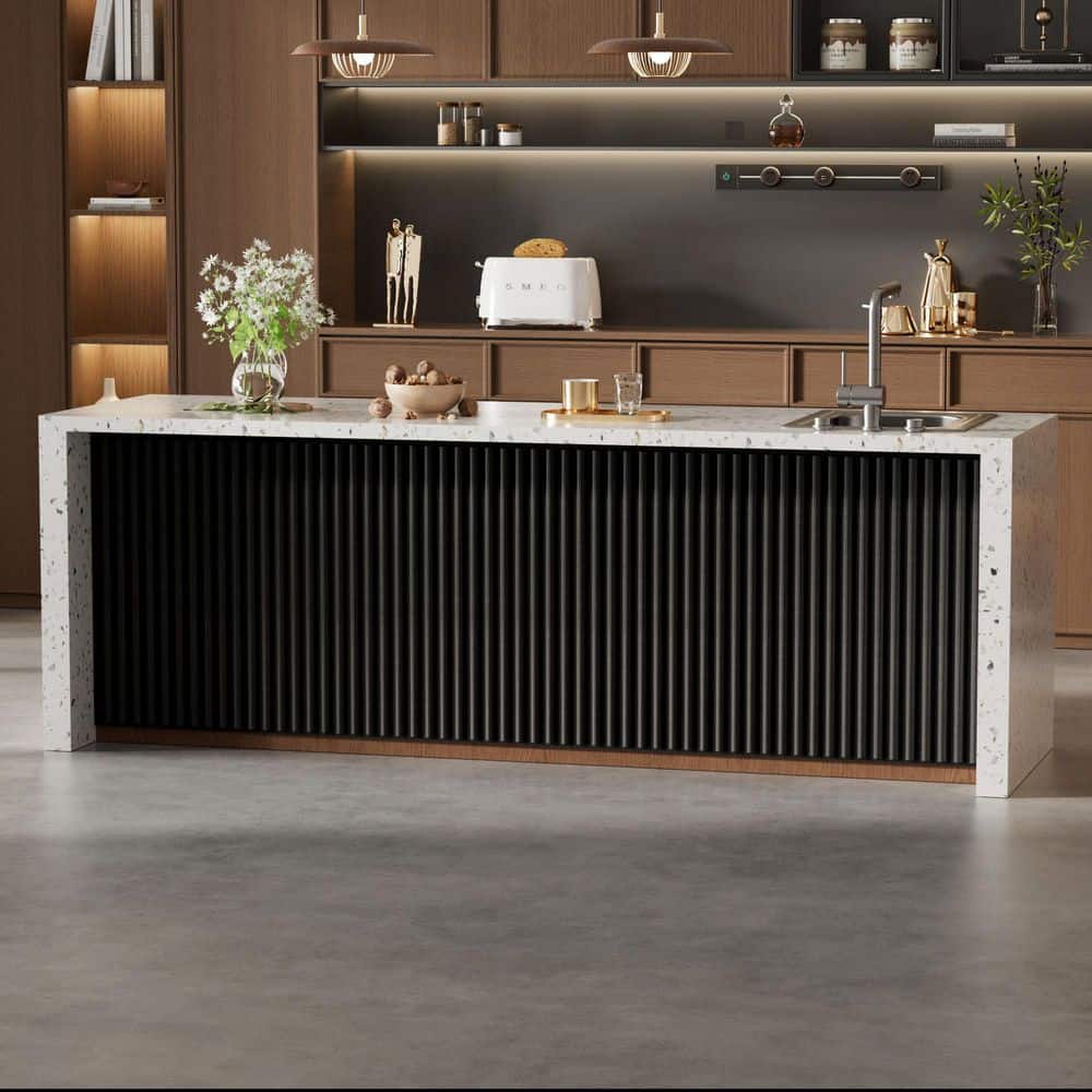 Mlfortlife Black 0.83 in. x 0.66 ft. x 7.8 ft. Half Round Slat Acoustic Wall Panels Decorative Wall Paneling (4 Piece/21 sq. ft. ) (2)