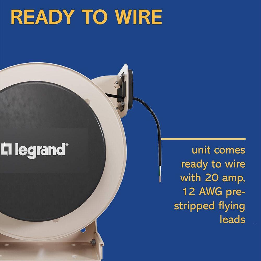Legrand 1000 Series Industrial 35 ft. Cord 12AWG/3 Conductor 20 Amp Retractable Cable Extension Cord Reel with 0 Outlets (3)