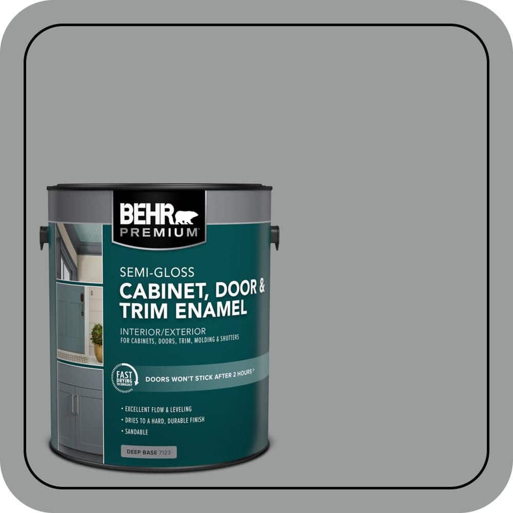 BEHR PREMIUM 1 gal. #AE-51 Coast Guard Gray Semi-Gloss Enamel Interior/Exterior Cabinet, Door & Trim Paint