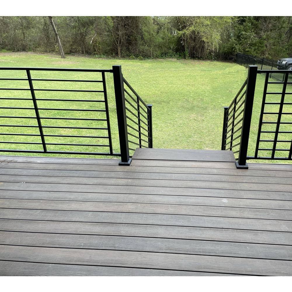 FORTRESS Fe26 2 in. x 45.5 in. Black Sand Steel Railing End Post with Brackets Railing Kit (3)