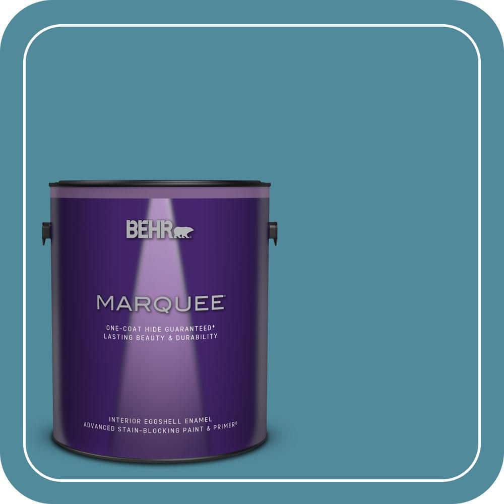 BEHR MARQUEE 1 gal. #S460-5 Blue Square One-Coat Hide Eggshell Enamel Interior Paint & Primer (1)