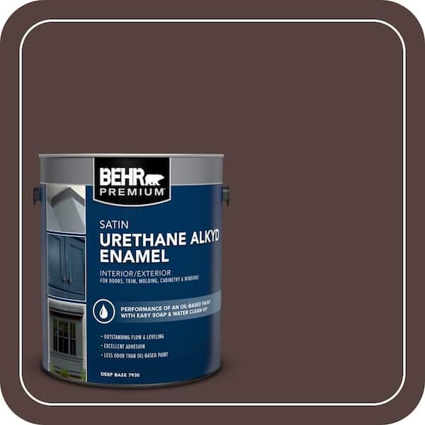 BEHR PREMIUM 1 gal. #BNC-21 Double Espresso Urethane Alkyd Satin Enamel Interior/Exterior Paint (2)