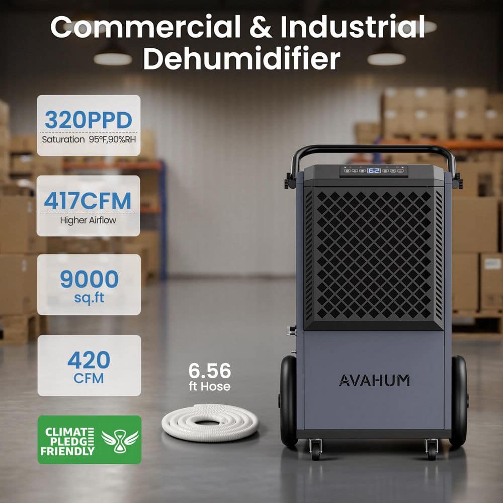 ANDTE 305 pt. 9,000 Sq. Ft. Bucket Less Commercial and Industrial Dehumidifier in. Black (2)