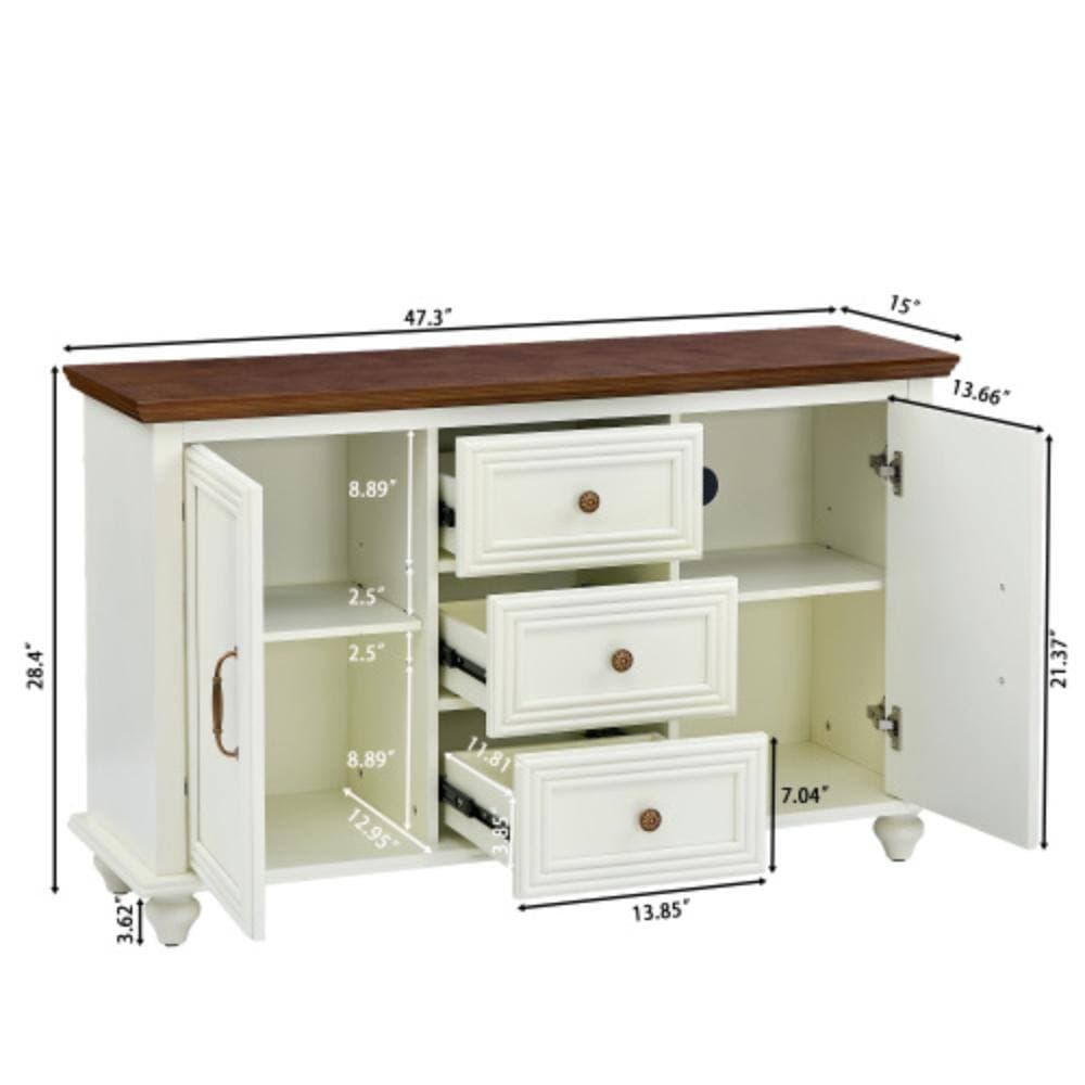 Unbranded 47.25 in. W x 15 in. D x 28.75 in. H Bathroom White Linen Cabinet (2)