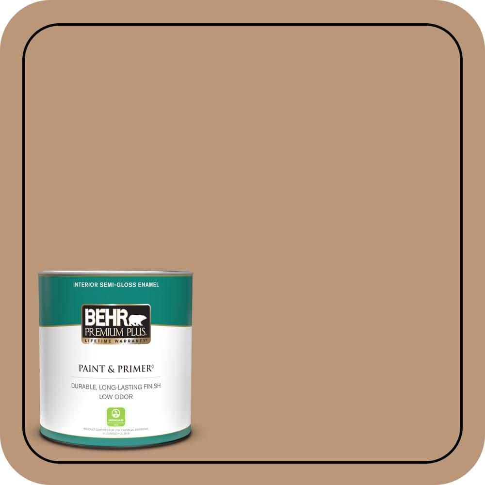 BEHR PREMIUM PLUS 1 qt. #N250-4 Artisan Crafts Semi-Gloss Enamel Low Odor Interior Paint & Primer