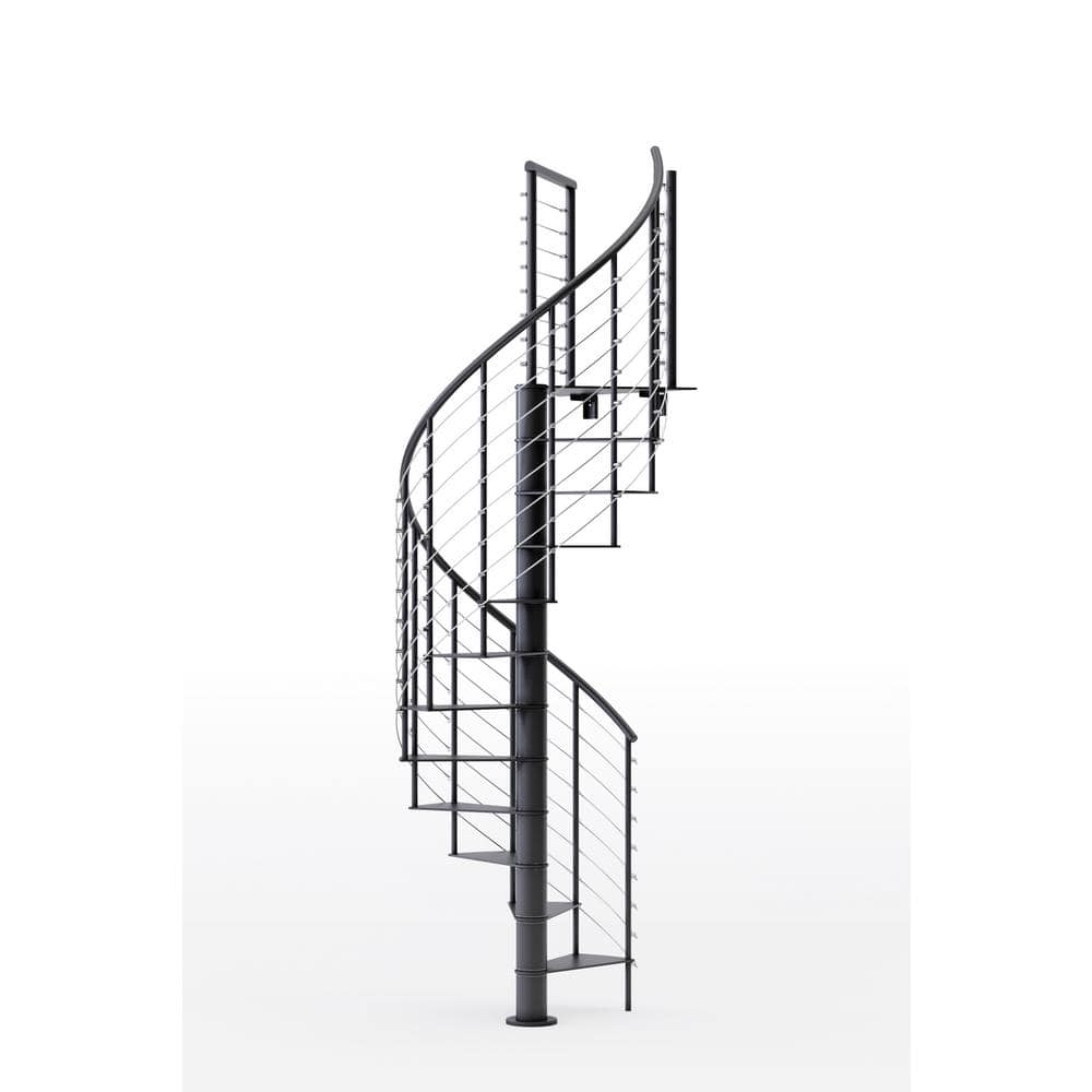 Mylen STAIRS Hayden Black Interior 42in Diameter, Fits Height 110.5in - 123.5in, 1 36in Tall Platform Rail Spiral Staircase Kit (1)