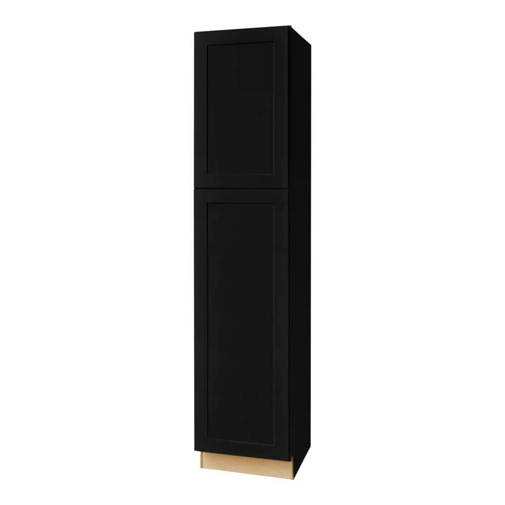 Hampton Bay Avondale 18 in. W x 24 in. D x 84 in. H Ready to Assemble Plywood Shaker Pantry Kitchen Cabinet in Raven Black