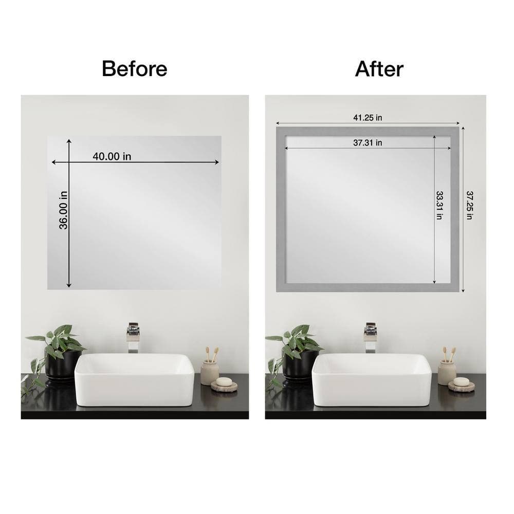 Amanti Art Mirror Makeover Brushed Nickel 41.25 in. W x 37.25 in. H Bathroom Mirror Frame Border Kit-Fits a 40 x 36 Mirror (3)