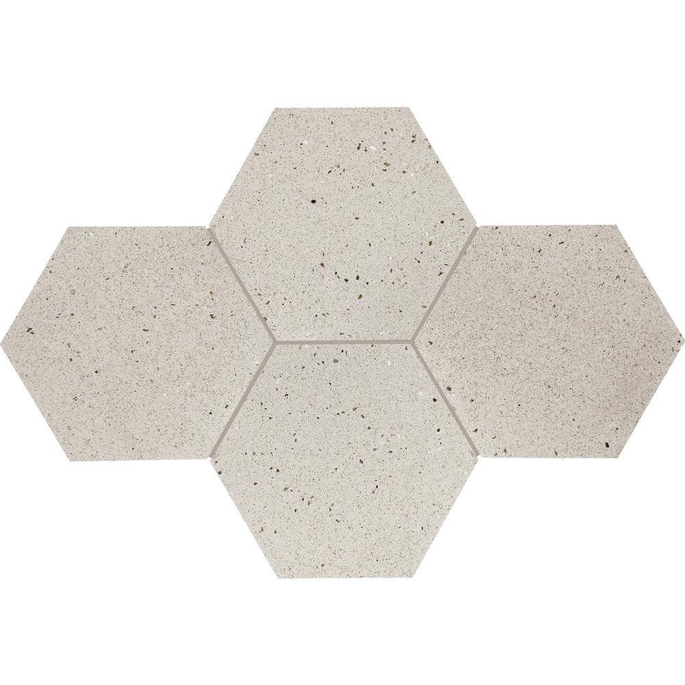 Daltile Stenton Stone Gray Terrazo 12 in. x 15 in. Honed Cement Hexagon Mosaic Tile (8.3 sq. ft. /Case)