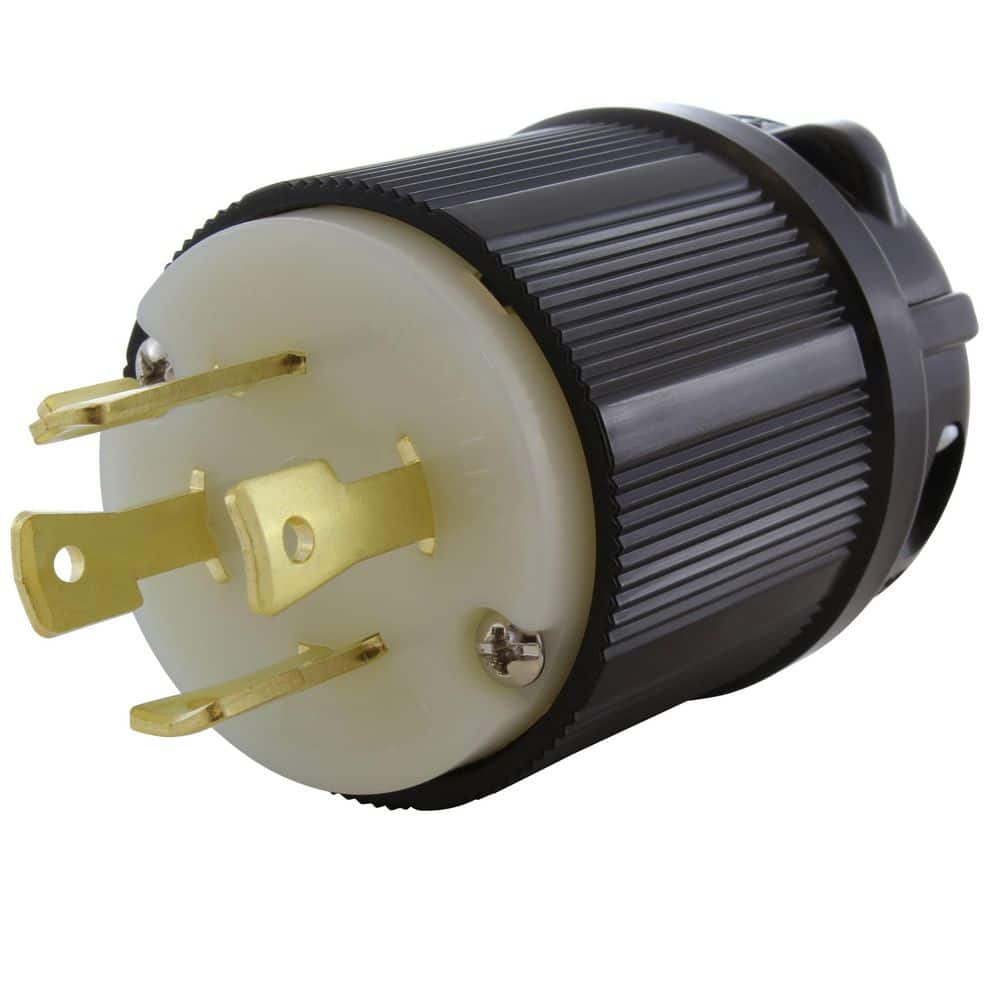 AC WORKS NEMA L17-30P 3-Phase 30A 600V 4-Prong Locking Male Plug in Black with UL, C-UL Approval (1)