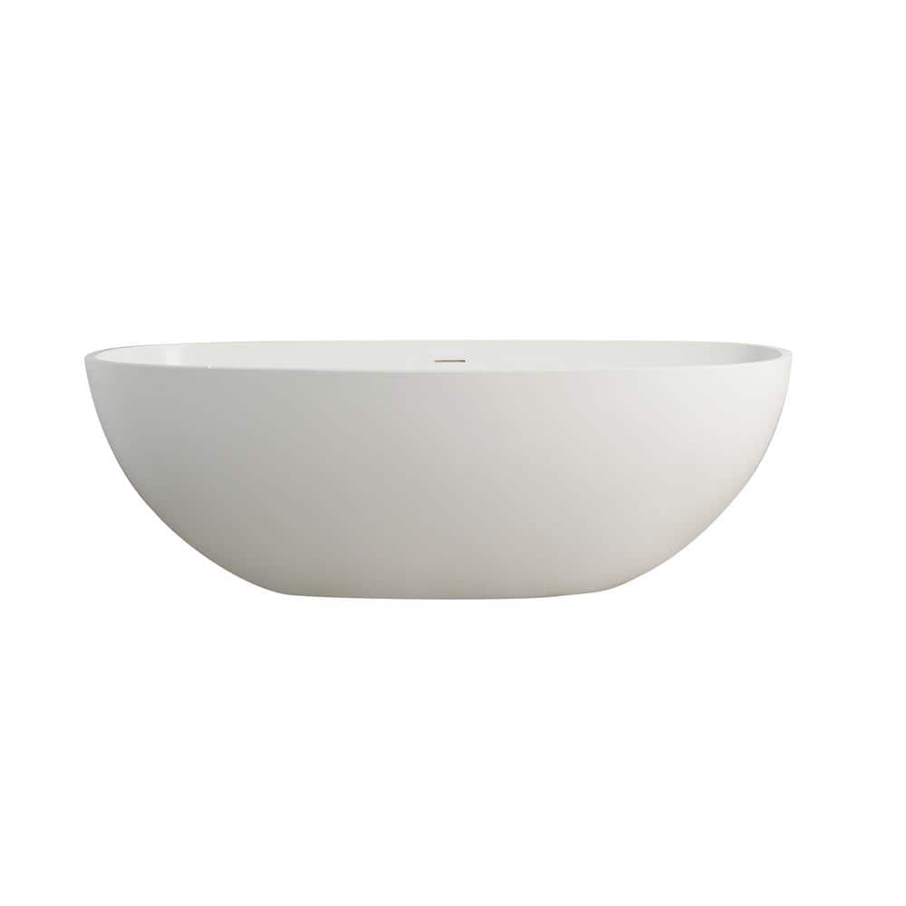 JimsMaison 29.5 in. Solid Surface Freestanding Soaking Bathtub with Center Drain (1)