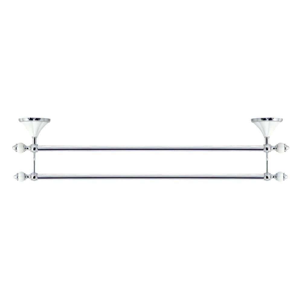 MODONA FLORA 24 in. Double Towel Bar in White Porcelain and Polished Chrome (3)