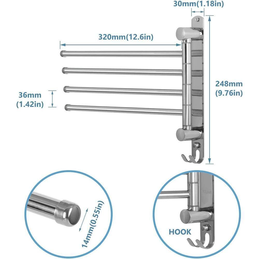 Dyiom Swivel Bathroom Towel Rack Towel Rack Wall Mounted, 4-Arm Space Saving Towel Hanger, Towel Racks for Bathroom, Kitchen (2)