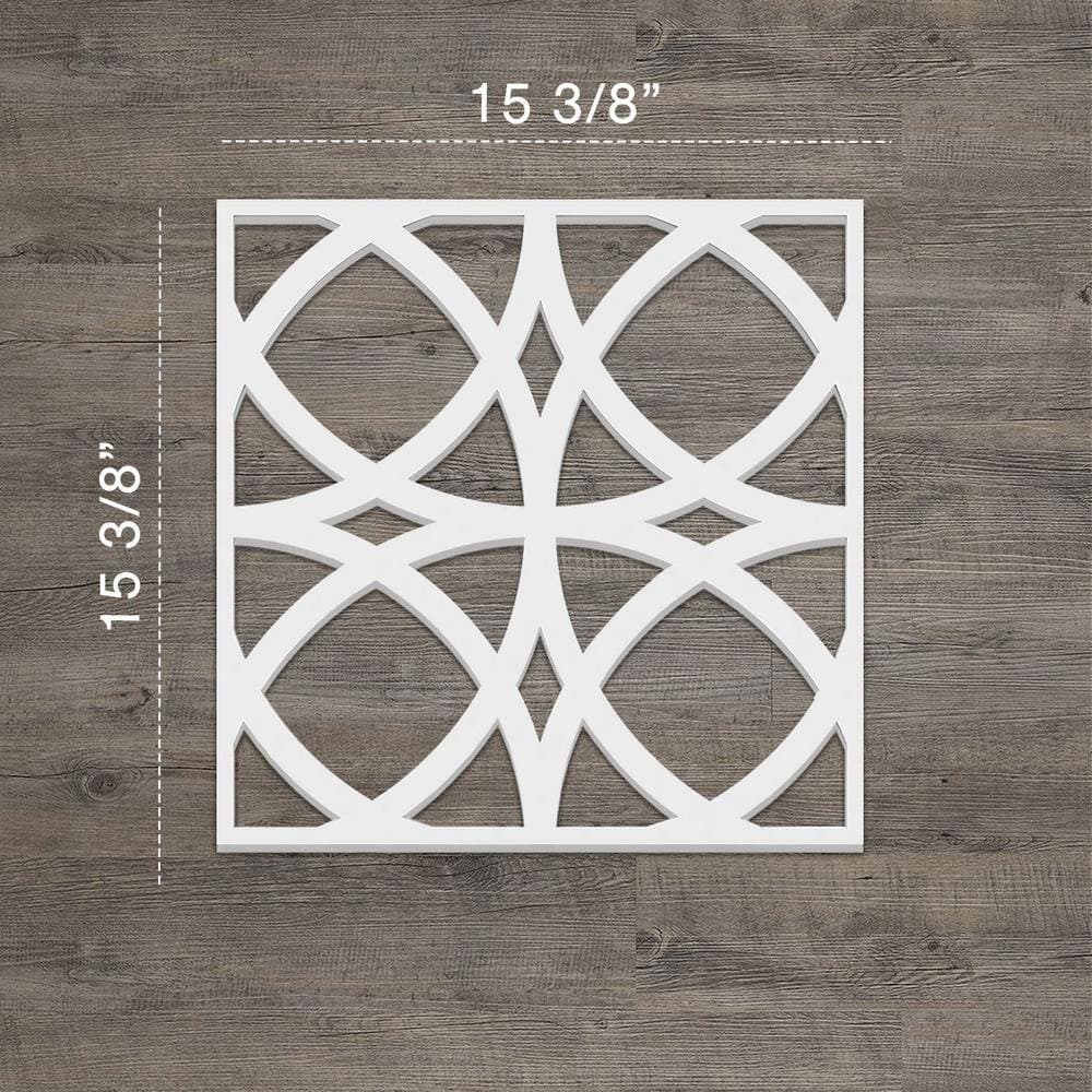 Ekena Millwork 15 3/8"W x 15 3/8"H x 3/8"T Medium Fleetwood Decorative Fretwork Wall Panels Architectural Grade PVC (4)