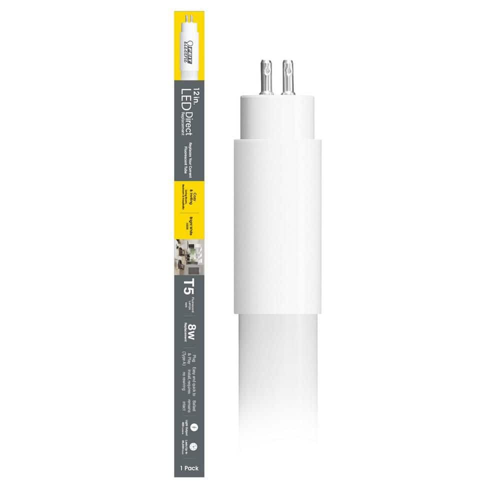 Feit Electric 6-Watt 12 in. T5 G5 Type A Plug and Play Linear LED Tube Light Bulb, Bright White 3000K (2)