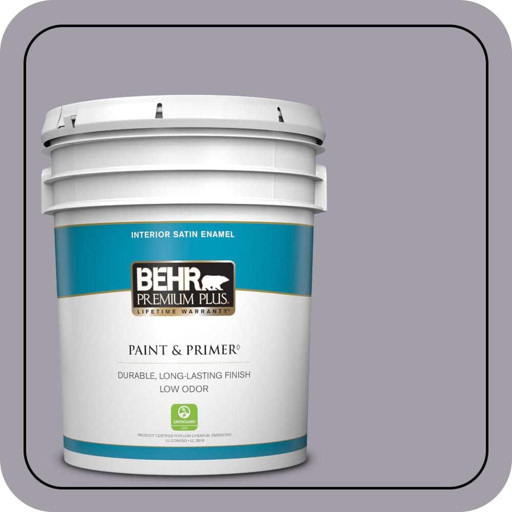 BEHR PREMIUM PLUS 5 gal. #N550-4 Ashberry Satin Enamel Low Odor Interior Paint & Primer (1)