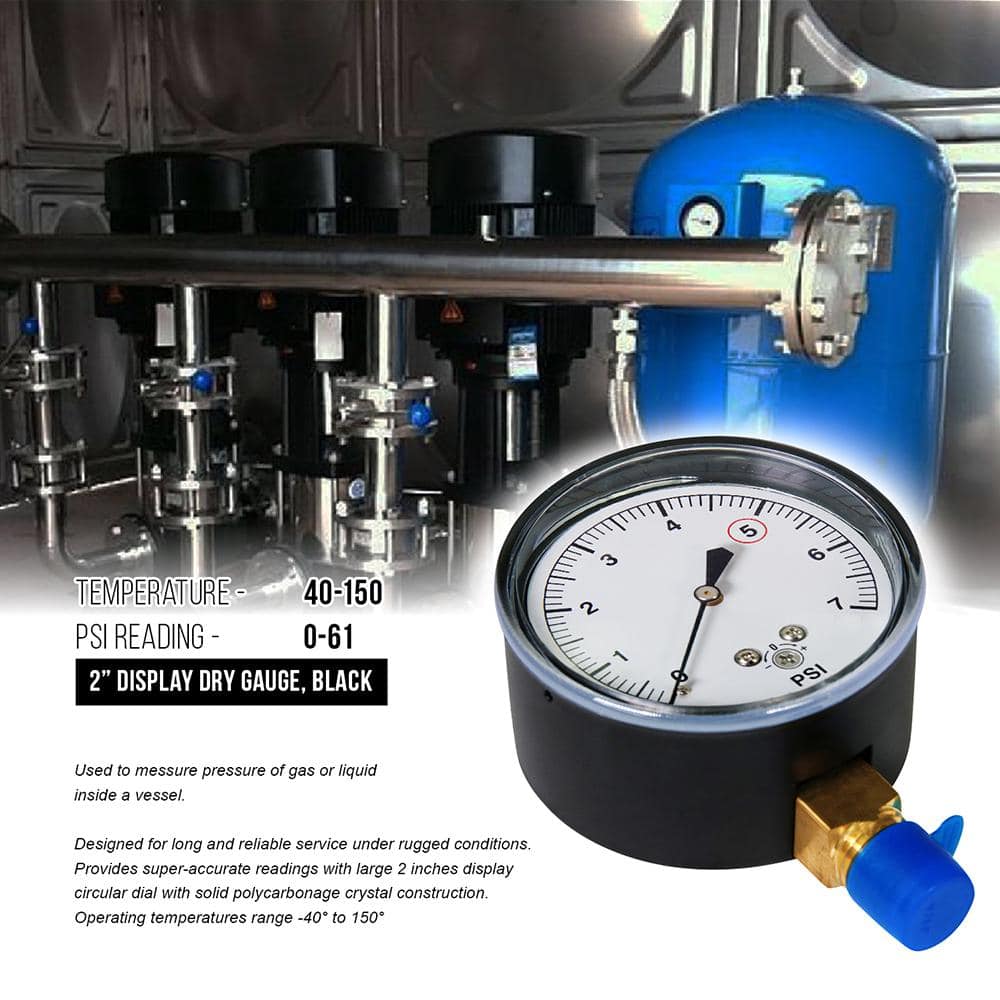 PLUMBFLEX 0-7 PSI Gas Tester Dry Utility Gauge, 2 in. Display, 7 lbs. Black (3)