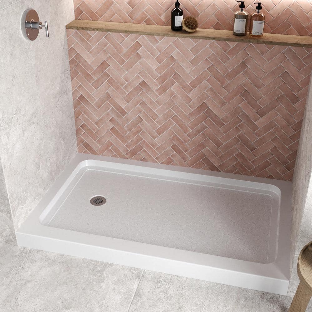 Streamline GB-518-76 60 in. L x 36 in. Alcove Acrylic Shower Pan Base in Glossy White with Left Drain, ABS Drain Included (3)