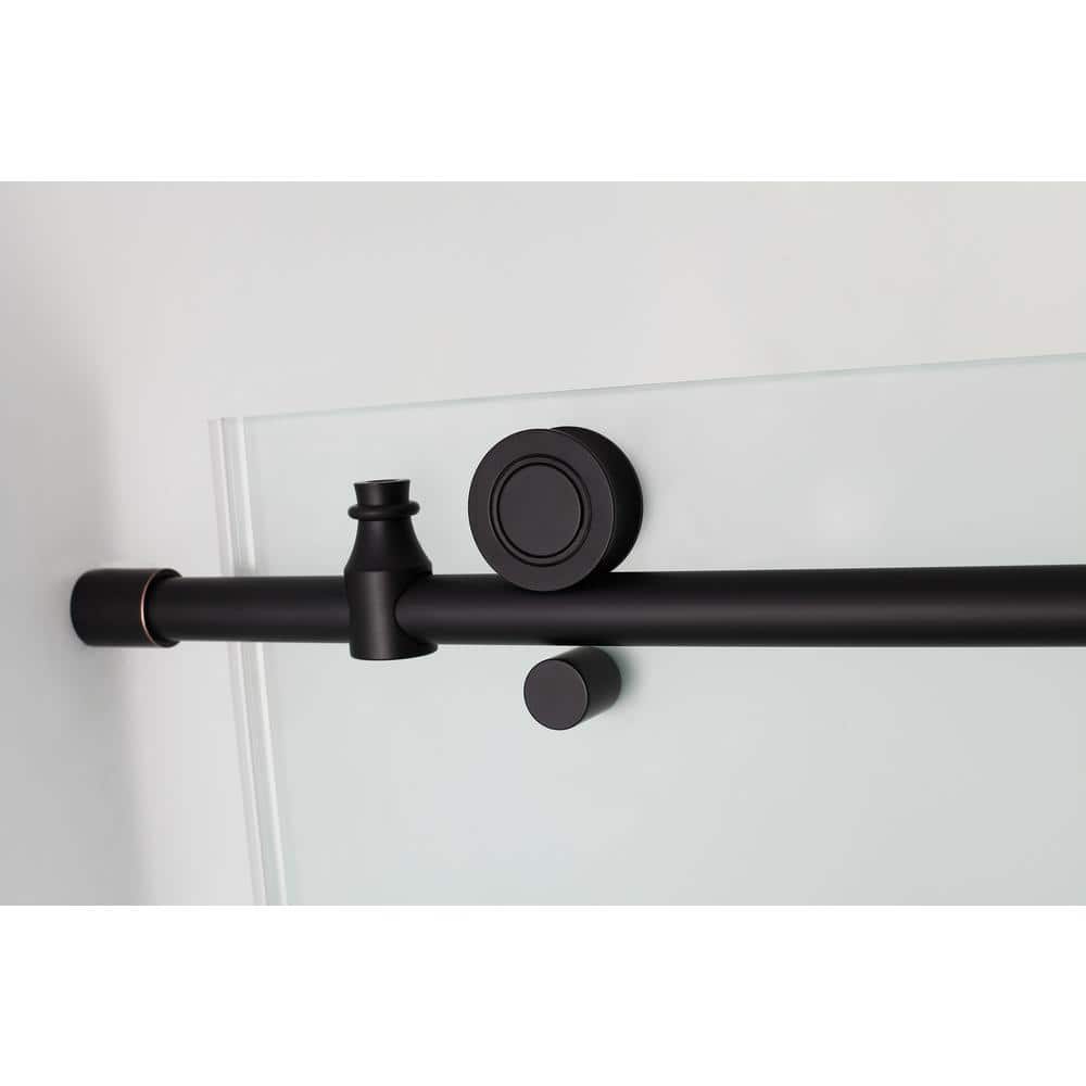 Aston Coraline 44 in. to 48 in. x 33.875 in. x 76 in. Frameless Sliding Corner Shower Door w/ Frosted Glass, Matte Black (3)