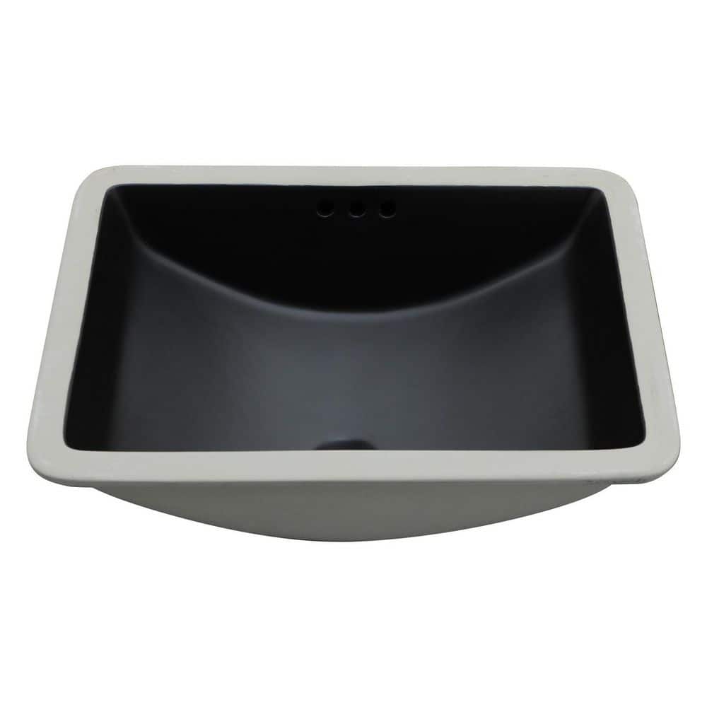 Unbranded Luxury Quality Rectangular 21 in. Undermount Ceramic Bathroom Sink with Overflow in Black-Stain Resistant