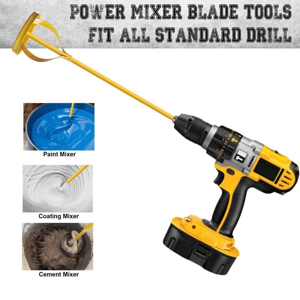 NVNOO Painting and Plastering Mixer Stirrer Too for Drill in 1 to 5 Gal. Bucket, Suitable for all Standard Drill Bits, Yellow (3)