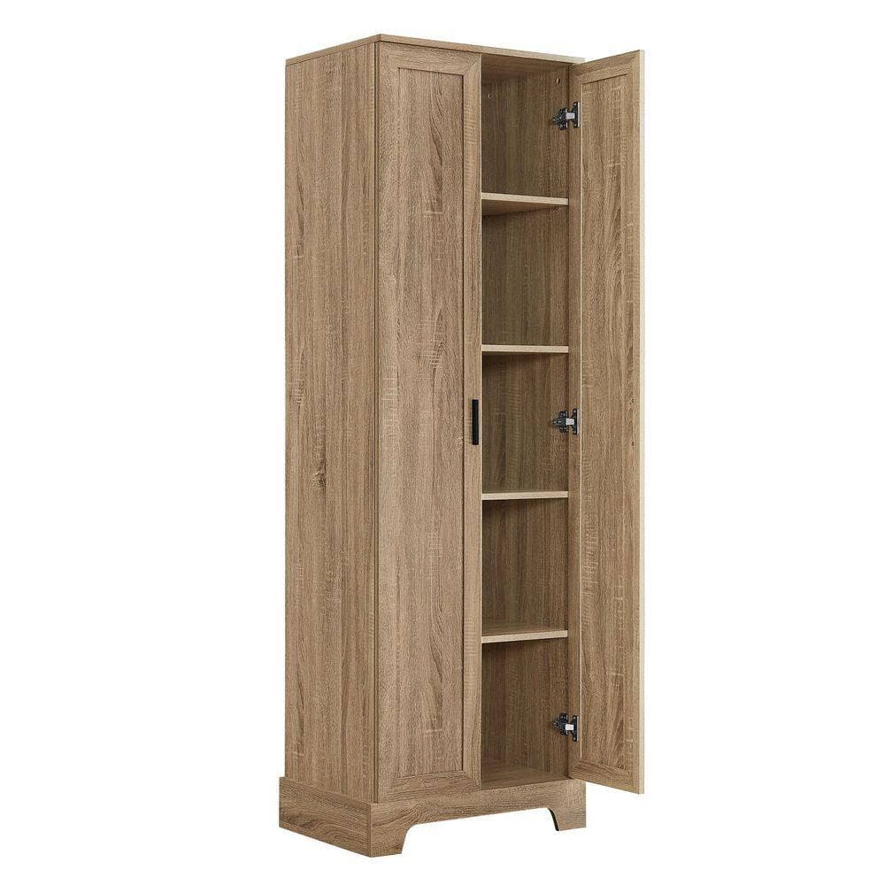 Tahanbath 16.90 in W x 23.30 in D x 71.20 in H Storage Linen Cabinet with 2 Doors Adjustable Shelf, in Brown (2)