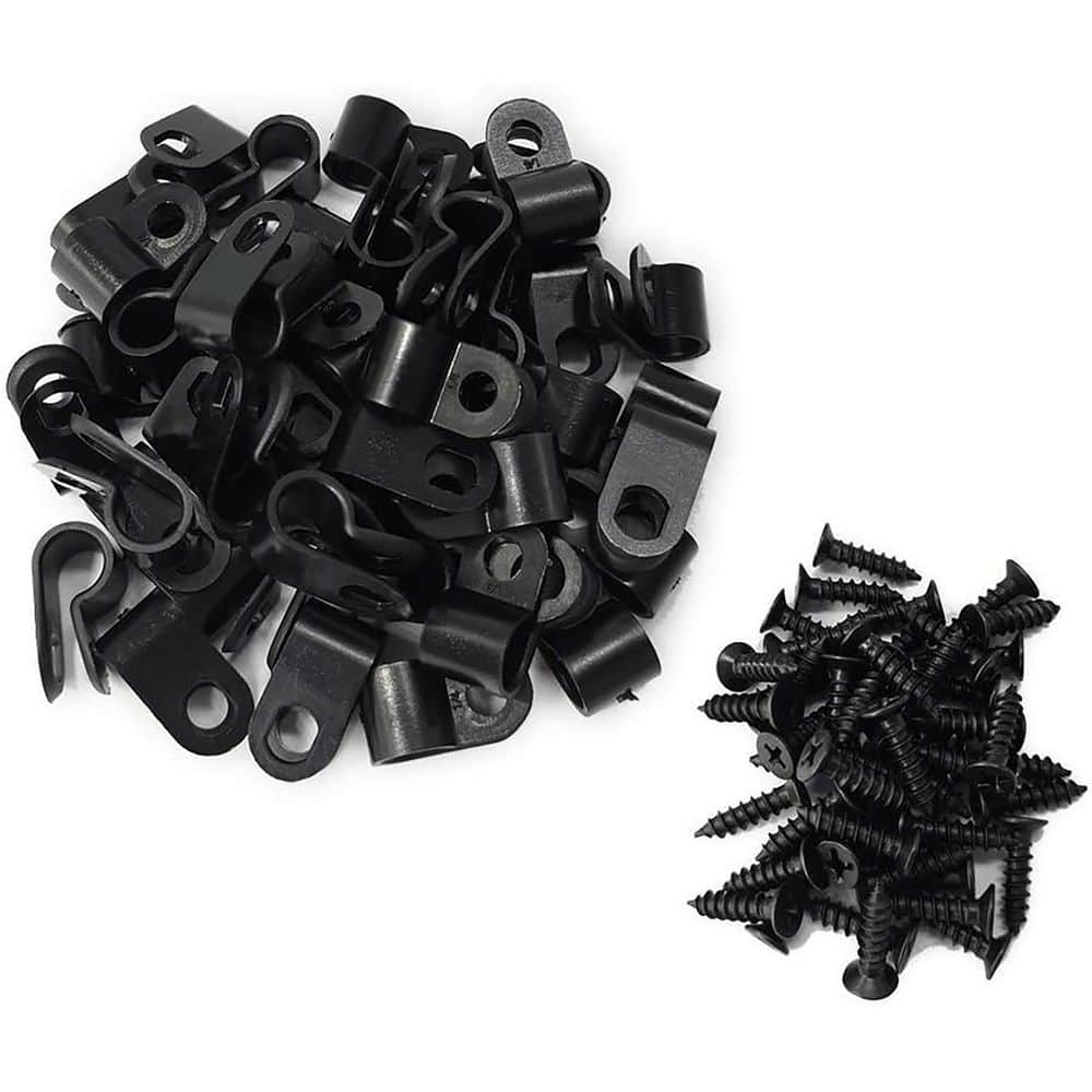 Yichuhaoxi R-Type Cable Clip Clamp 1/4 in. Nylon Screw Mount Cord Fastener with Screws for Wire Management 50-Pack