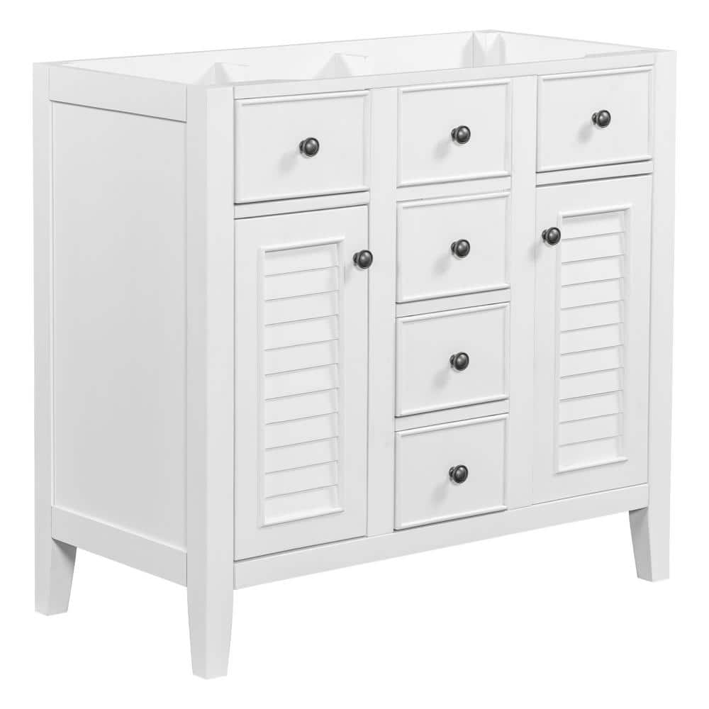 Unbranded 35 in. W x 17.9 in. D x 33.4 in. H Bath Vanity Cabinet without Top with Doors and Drawers in White (2)