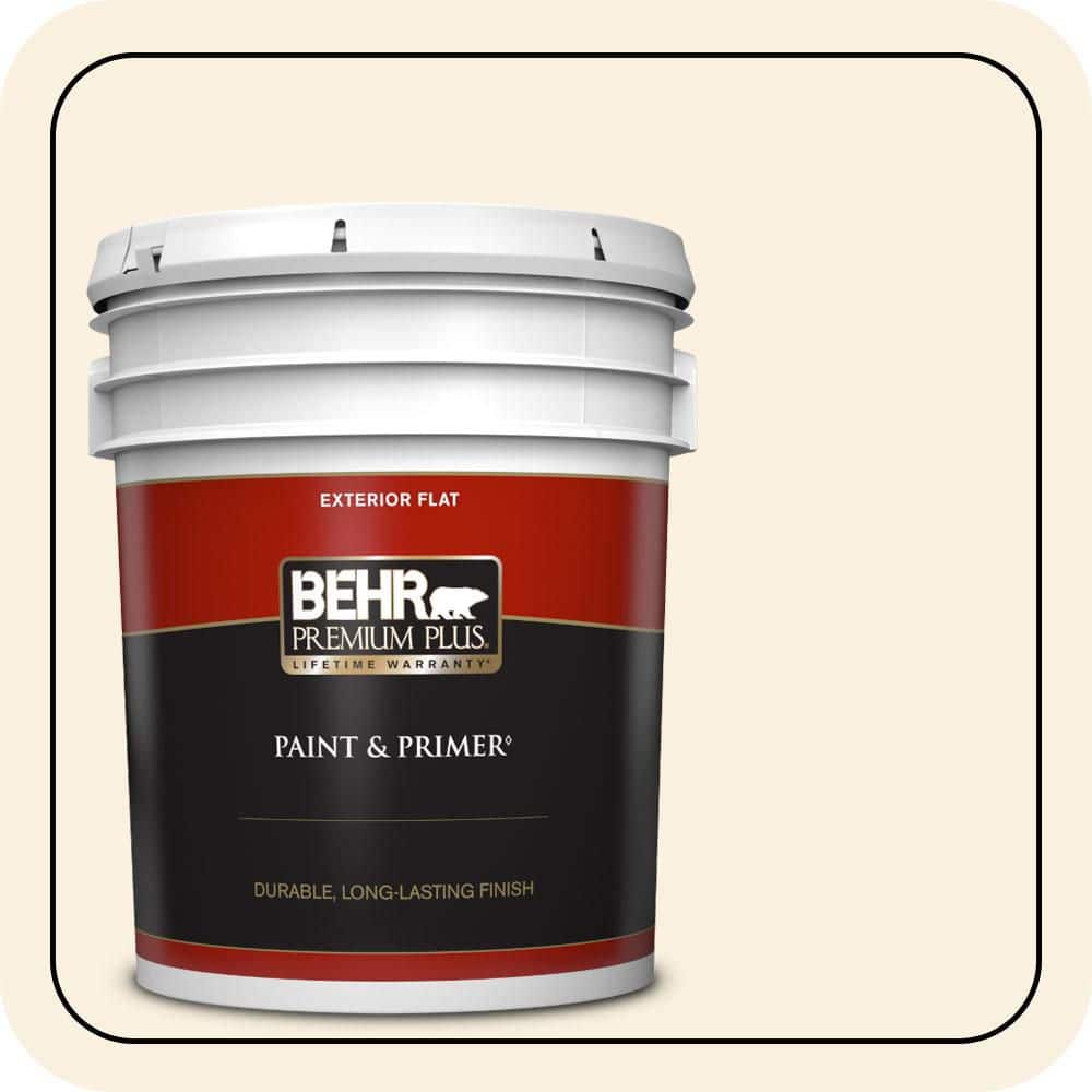 BEHR PREMIUM PLUS 5 gal. #W-F-300 Cotton Whisper Flat Exterior Paint & Primer