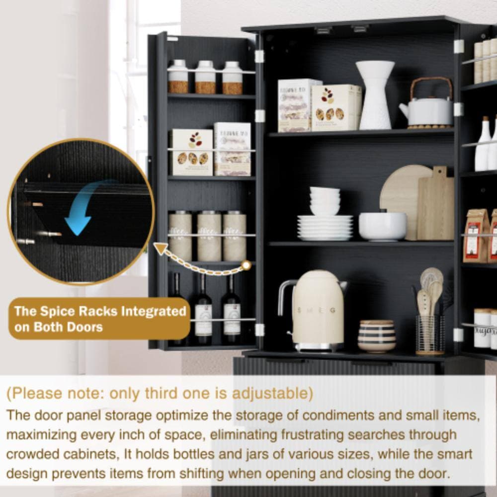 Unbranded 31.49 in. W x 15.75 in. D x 71.65 in. H Bathroom Black Linen Cabinet (3)