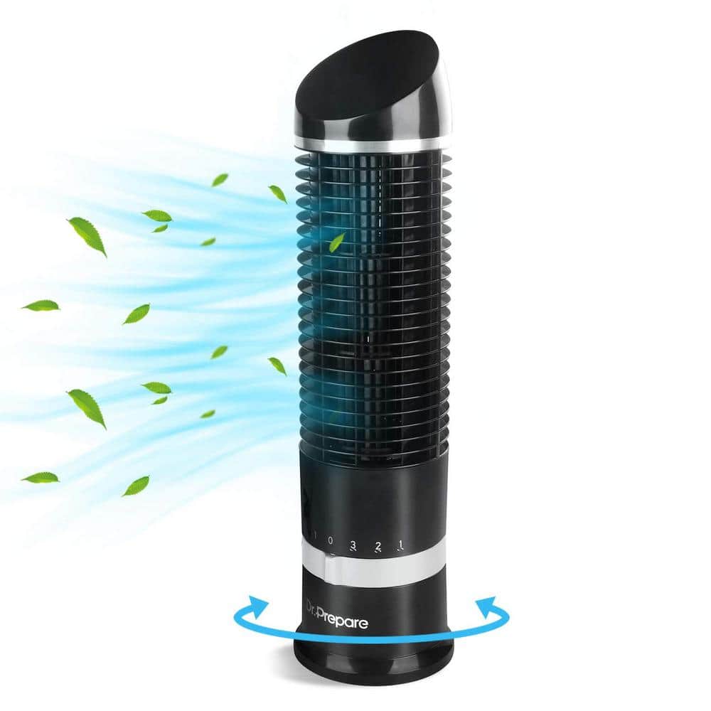 Adrinfly 4.3 in. Portable Tower Fan Desk Table Fan with 3 Speeds Wind Modes and 60° Oscillation 16 in. Tall for Bedroom in Black (1)