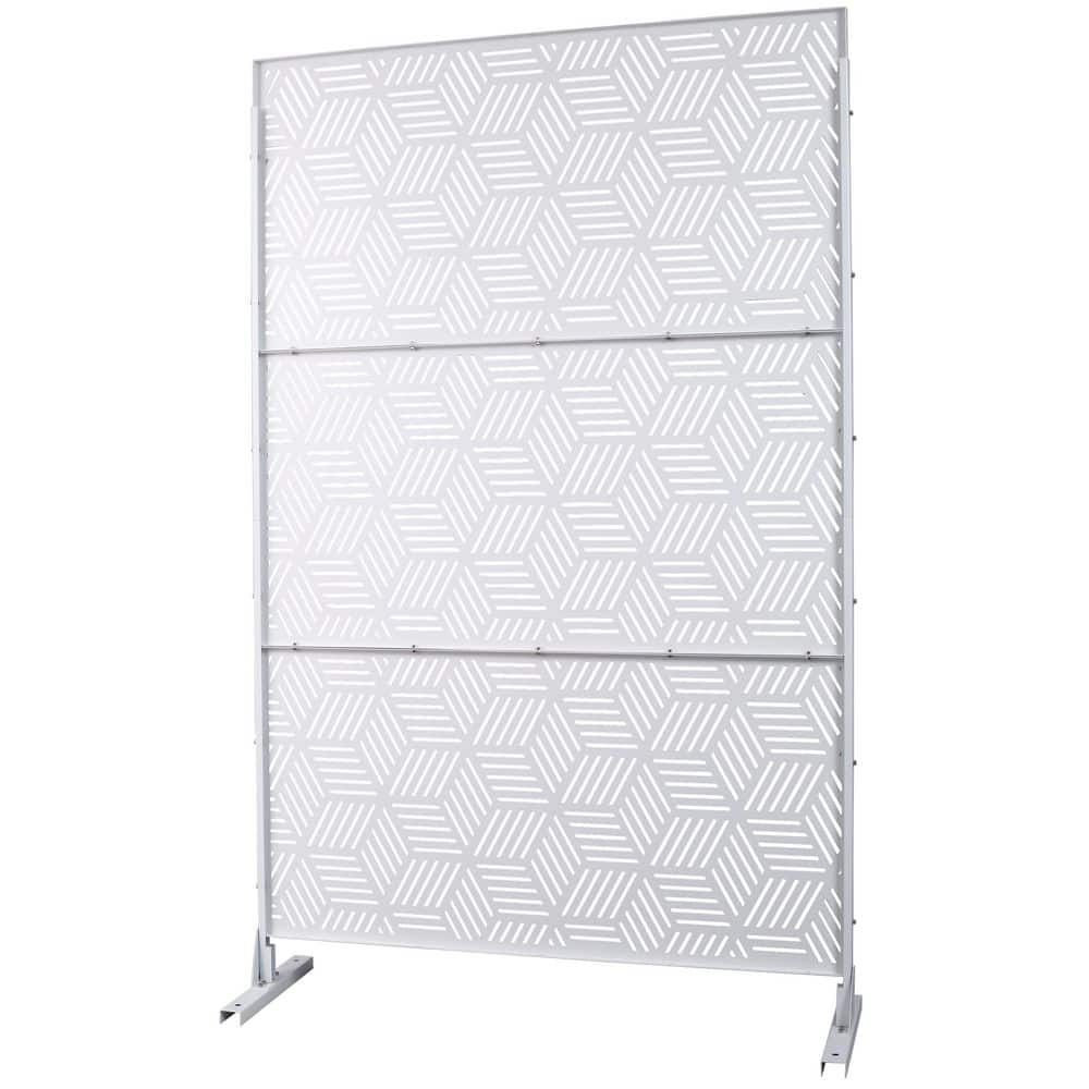 cadeninc 4 ft. x 6.33 ft. White Outdoor and Indoor Freestanding Metal Privacy Screen Fence Panels for Lawn Garden (Not Composite) (3)