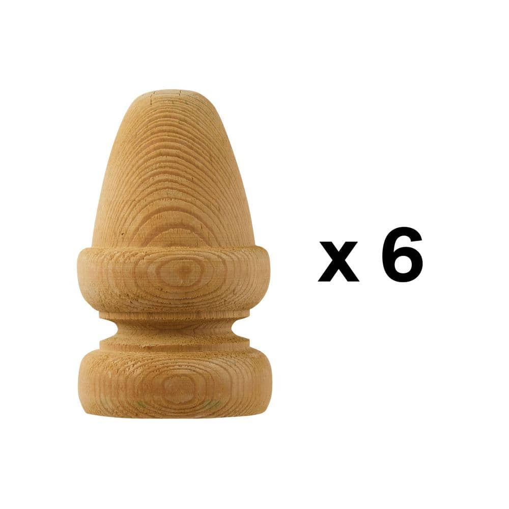 ProWood 4 in. x 4 in. Wood Acorn Post Cap Finial (6-Pack) (3)