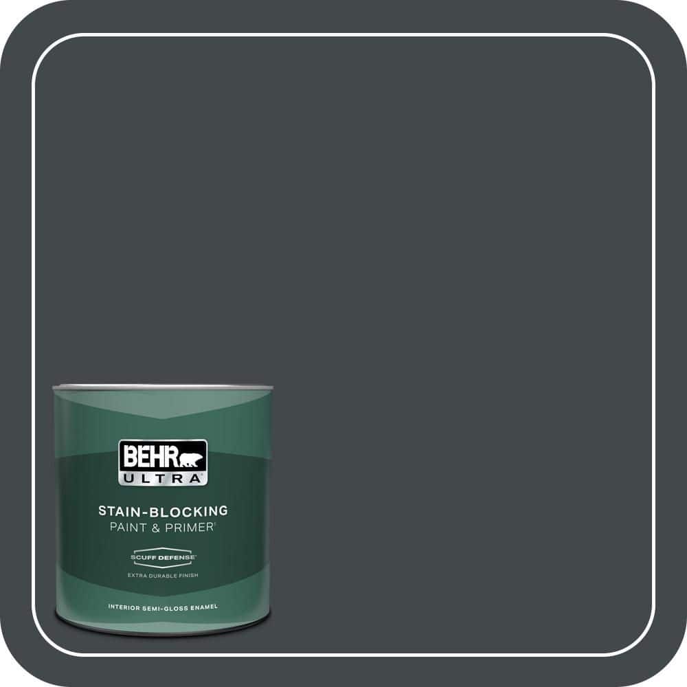 BEHR ULTRA 1 qt. #PPU24-23 Little Black Dress Extra Durable Semi-Gloss Enamel Interior Paint & Primer