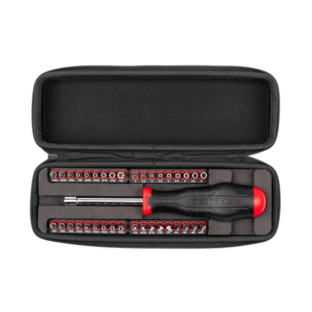 TEKTON 1/4 in. Combination Security Bit Screwdriver and Bit Set with Case, 37-Piece (1)