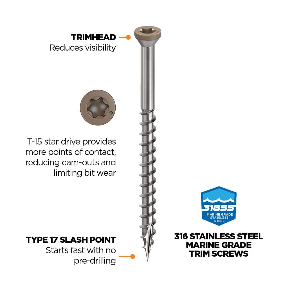 CAMO 2-1/2 in. #8 316 Stainless Steel Winchester Premium Star Drive Trim Screws (350-Count) (3)