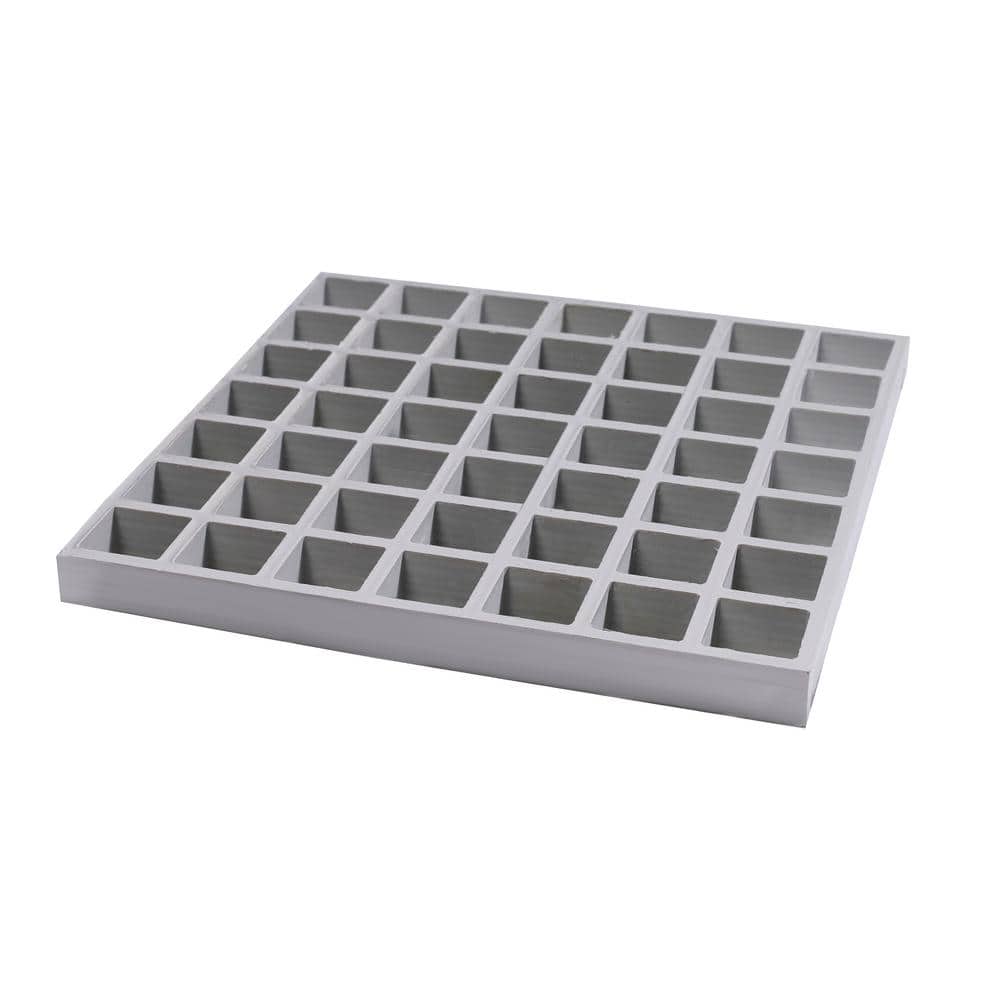 Wellco Fiberglass Molded Grating Composite for Floors Outdoor Drain Cover, 1.5 x 1.5 x 1 in., 10.6 x 10.6 in., Gray, Gritted (1)