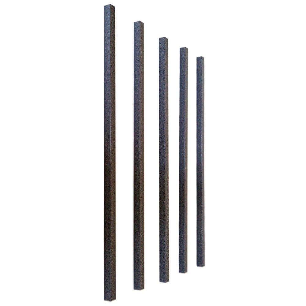 Pegatha 26 in. x 3/4 in. Charcoal Aluminum Square Deck Railing Baluster (5-Pack) (1)