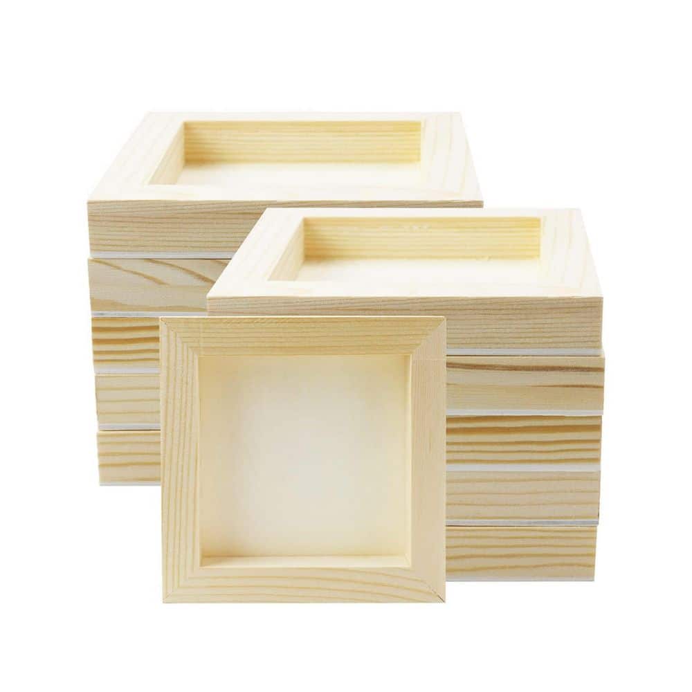 Afoxsos 0.79 in. x 5 in. x 5 in. Unfinished Wood Canvas Panels Project Panel 10-Pack for Painting and Crafting (1)
