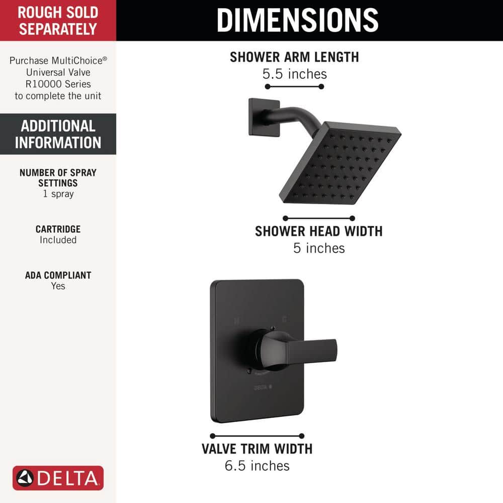 Delta Velum 1-Handle Wall Mount Shower Trim Kit (Valve Not Included) (3)
