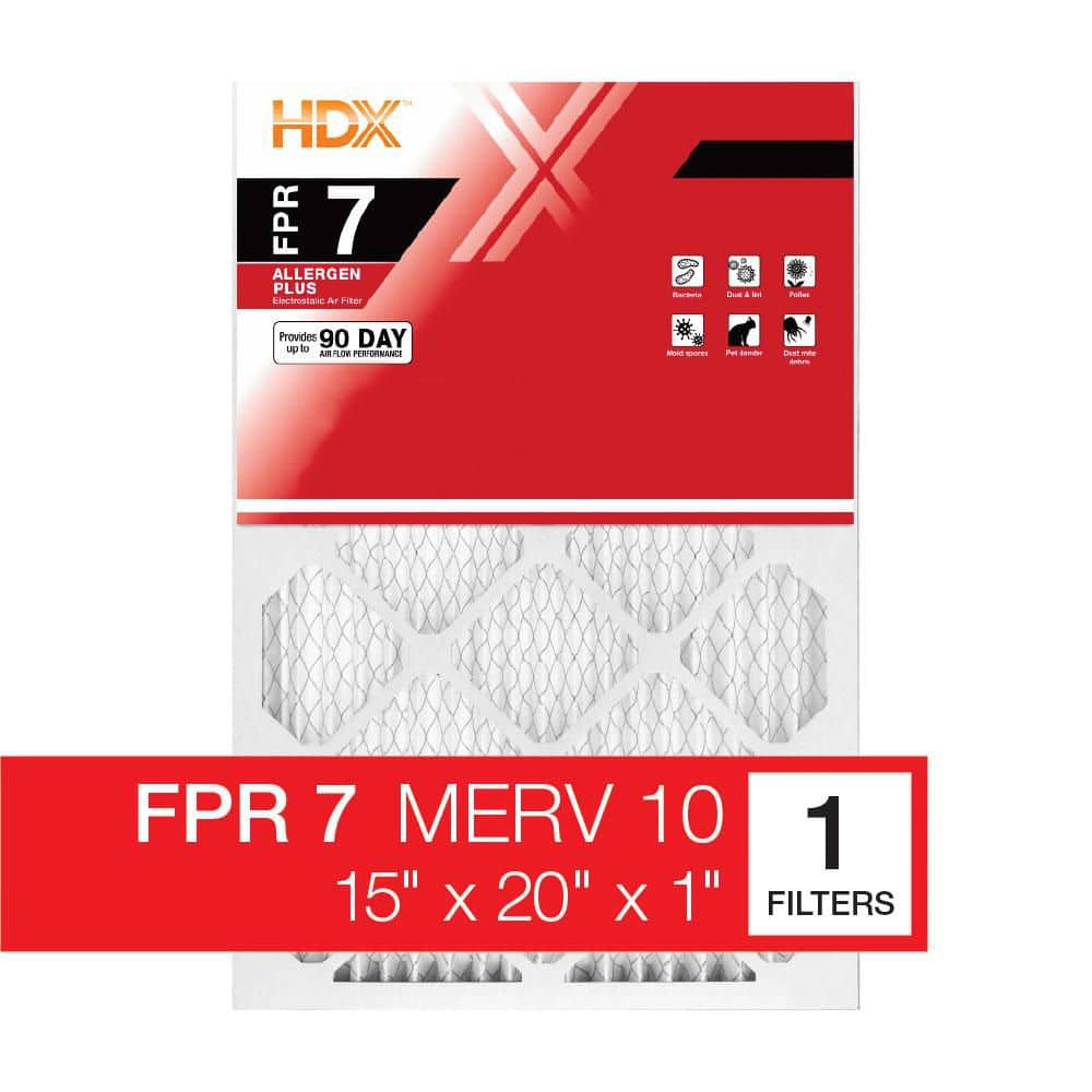 HDX 15 in. x 20 in. x 1 in. Allergen Plus Pleated Air Filter FPR 7, MERV 10
