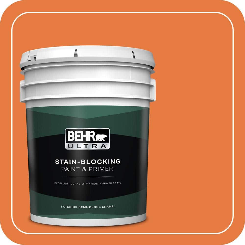 BEHR ULTRA 5 gal. #S-G-250 Solar Flare Semi-Gloss Enamel Exterior Paint & Primer